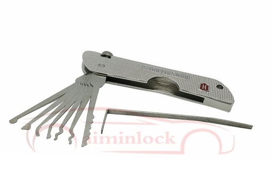 comprar Acero inoxidable plegable 7 en 1 Conjunto de recogida de cerraduras Herramientas de cerrajería (Plata) Fabricación en línea