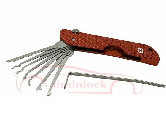 comprar Conjunto de cerradura de acero inoxidable plegable de alta calidad 7 en 1 Herramientas de cerrajería (rojo) Fabricación en línea